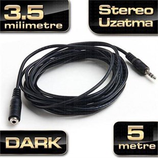Dark 5 Metre 3.5mm Stereo Ses Uzatma Kablosu (3.5mm Dişi - 3.5mm Erkek)