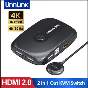 ÜNLINK 0555 KVM Switch 4K HDMI USB 2.0 2PC HDMI 2PC USB